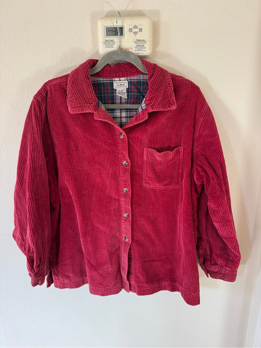 L.L. Bean Crimson Corduroy Button-Front Shirt Jacket